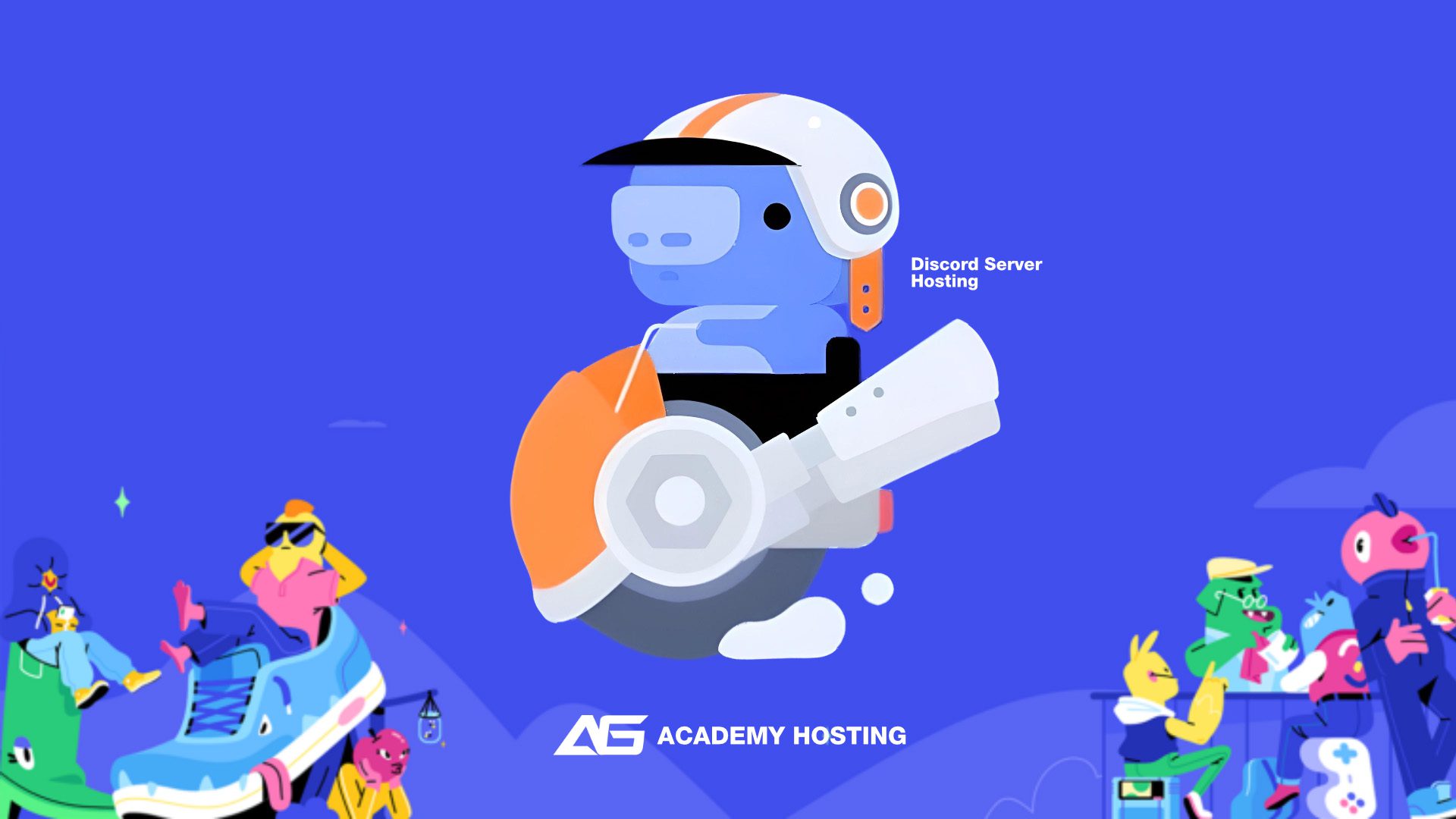 Academy Hosting Discord bot hosting banner with a robot mascot